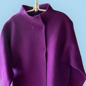 Eileen Fisher 100% Boiled Wool Purple Jacket